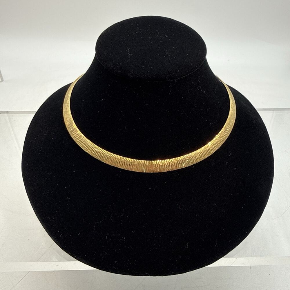 VTG 17” Italian Dyadema Bronze Reversible Wide Omega Choker/Necklace 2 Sided